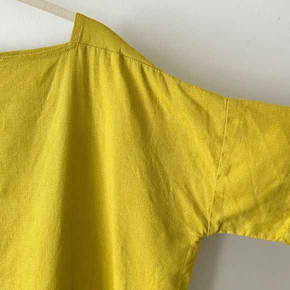 NotPerfectLinen 100% Linen Chartreuse Yellow Green Shift Dress - Picture 7 of 16